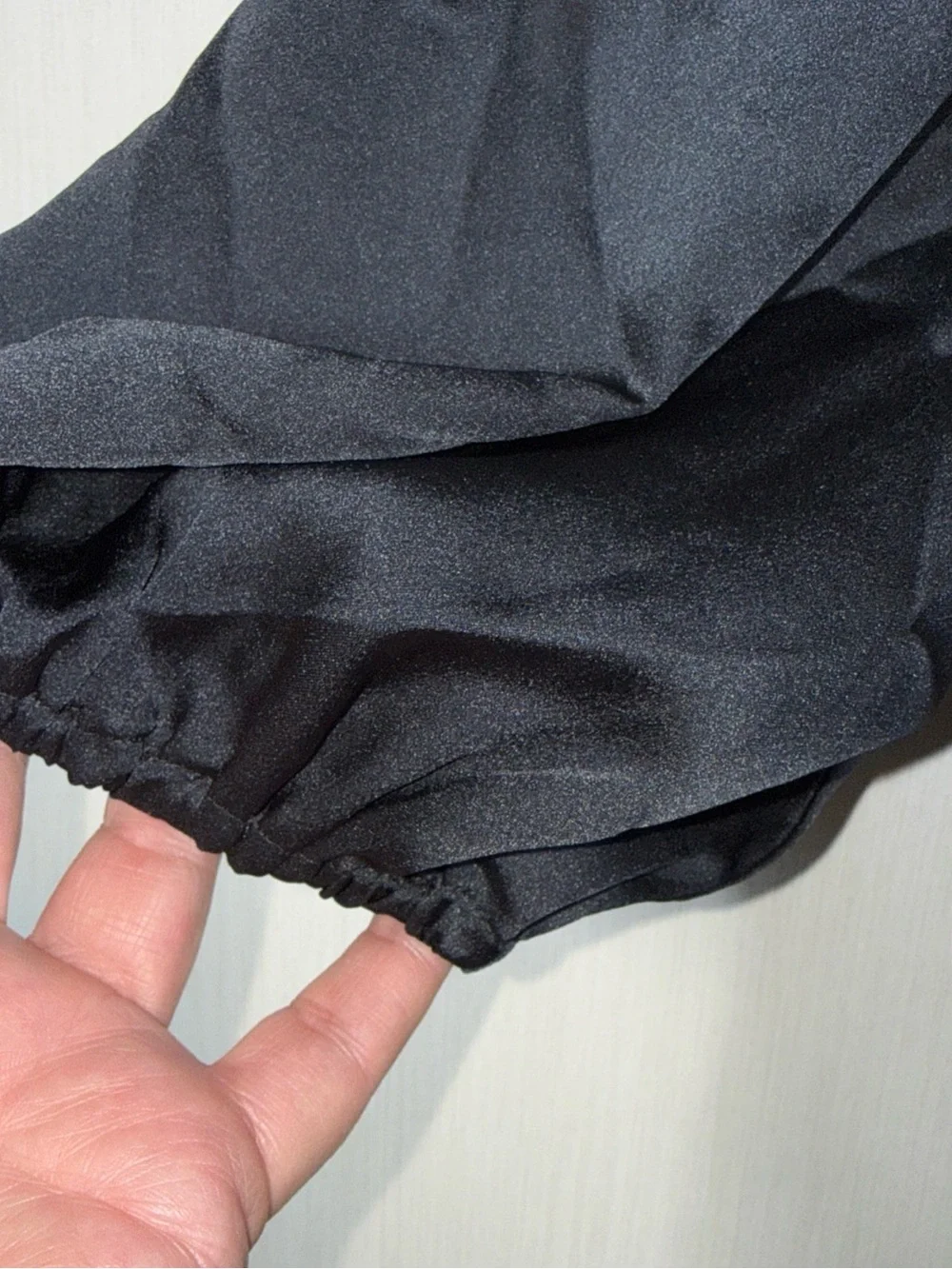 Abercrombie & Fitch Black Satin V-Neck Tie-Back Blouse
